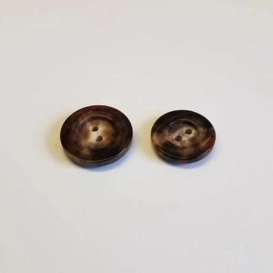 Bøffelhornsknap 117 : meleret brun - 20 mm